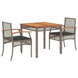 vidaXL Ensemble de jardin 4 pièces avec coussins, gris, polyrotin