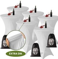 Aventara Statafelrok Licht Grijs x 6 – Ø80-85 x 110 cm – Luxe Extra Dikke Stretch Stof – Inclusief Opbergtas – Kras- en Kreukvrije Statafelhoes – Perfect voor Horeca, Bruiloften en Feesten