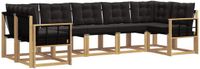 vidaXL Hoek loungeset 7-zits Wit en zwart Acacia hout