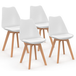 Idmarket – Lot De 4 Chaises Scandinaves Blanches – Dossier En Polypropylène – Pieds En Bois D'Hévéa – Hauteur 77 Cm – Confort D'Assise Rembourré
