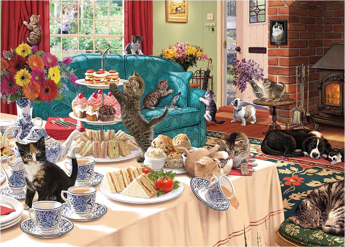 St Helens Home and Garden The Cat That Got The Cream - Legpuzzel - 1000 stukjes - 68,6 x 50,8 cm - Katten en honden puzzel