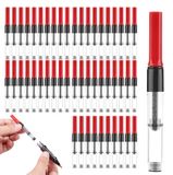 Convertisseur pour stylo plume 50 pièces, avec mécanisme rotatif, 3,4 mm, rouge/noir