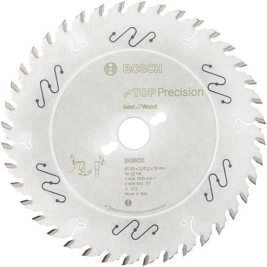 Bosch - Cirkelzaagblad Top Precision Best for Wood 250 x 30 x 3,2 mm, 40