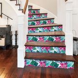 Ambiance Sticker Heredia sticker voor trap, tegels, tropische trap, cementtegels, 2 stroken van 37 x 129,5 cm