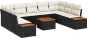 vidaXL Banc de jardin 10 pièces noir polyrattan