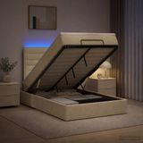 vidaXL Ottomanbed met matras en LED-verlichting, crème kleur, 120 x 200 cm, met stoffen bekleding