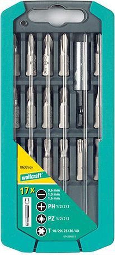 Wolfcraft Bit-cassette sleuf/kruiskop (PH/PZ) / TORX® (T), 17-dlg.