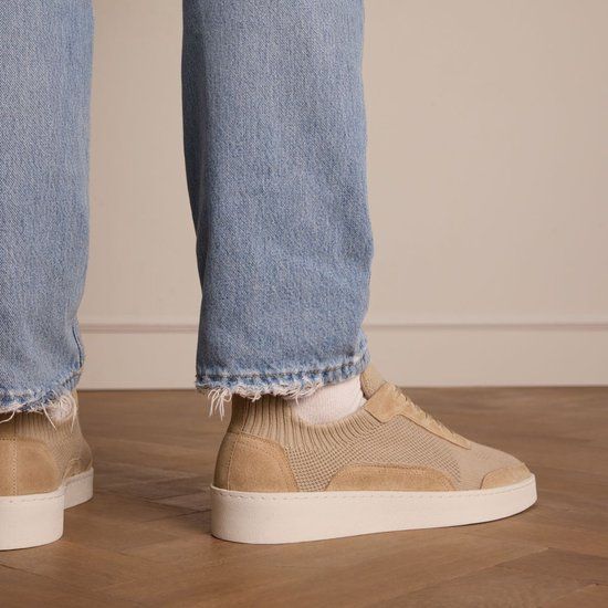 Manfield Beige Knit Fabric Sneakers Heren Maat 45
