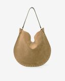Isabel Marant Sac Oskan Hobo Soft En Cuir Velours - Taupe