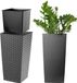 KADAX Bloempot, bloembak van kunststof, plantenbak voor bloemen, binnen en buiten, tuin, balkon, terras, huis, weerbestendig, imitatie rotan (46,5 cm hoog, grafiet rotan)