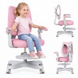Mark Adler Junior 4.6 - Ergonomische Kinderbureaustoel met Verstelbare Rugsteun en Kogelwielen - Roze