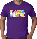 Bellatio Decorations Shoppartners Bv Grote Maten jaren 60 Flower Power verkleed shirt paars met gekleurde peace tekens heren - Plus size heren XXXL