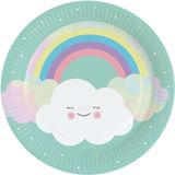 Amscan Feestbordjes wolken - 8x stuks - D23 cm