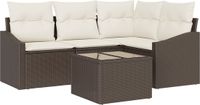 vidaXL Banc de jardin 5 pièces polyrattan marron et crème