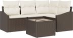 vidaXL Banc de jardin 5 pièces polyrattan marron et crème