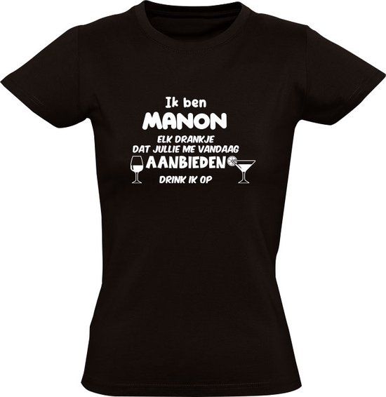 Sol's Ik ben Manon Dames T-shirt - Zwart - L