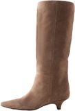 Next - Dames - N. Premium knielaarzen met kittenhak en puntige neus - Taupe/Tan