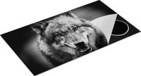 Chefcare Inductie Beschermer Wolvenkop - Zwart Wit - 95x55 cm