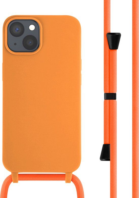 iMoshion iPhone 14 Hoesje met Koord - Siliconen Back Cover - Oranje