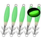 OROOTL Lichtgevende Inktvis Jig Haken Zoutwater, 5 stks/10 stks Glow Inktvis Jigs Kit Fluorescerende Inktvis Mouw Jig Octopus Inktvis Lokt Hard Visaas Set met Visgerei Doos