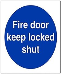 VSafety Fire Door Keep Locked Shut Sign - 100mm x 100mm - Self-Adhesive Vinyl