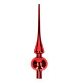 Decoris kerstboom piek - rood - glas - 26 cm