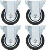 vidaXL - 12 stuks - Zwarte Wielen - 75 mm - Vast - Plaatbevestiging