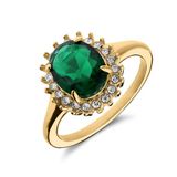 Lucardi Dames Stalen goldplated vintage ring met groen zirkonia