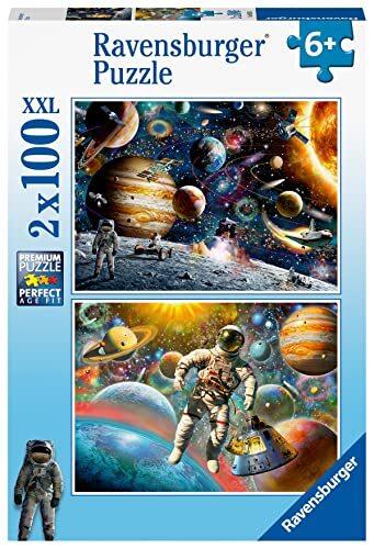 RAVENSBURGER PUZZLE 80562 80562 Weltraum-2 x 100 stukjes puzzel voor kinderen vanaf 6 jaar