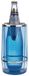 APS Flessenkoeler met chromen rand, transparante, dubbelwandige drankfles-koeler, 11,5 x 11,5 cm, hoogte 23 cm, blauw