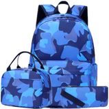 Ibenzoa® Sac à dos bleu foncé pour adolescents, comprenant une boîte à lunch et une trousse
