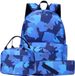 Ibenzoa® Sac à dos bleu foncé pour adolescents, comprenant une boîte à lunch et une trousse