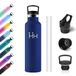 Drinkfles van roestvrij staal, 750 ml, thermosfles met rietje, herbruikbaar, lekvrij, BPA-vrij, thermosfles voor kinderen, kantoor, camping, werk, reizen, sportschool