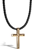 SERASAR Lederen Halsband Man [Cross] - Goud 60cm