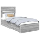 vidaXL Cadre de lit Gris Sonoma et Argent 75 x 190 cm Bois traité