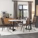 Fortuna Lai Eetgroep (Set, table à manger 117x68 cm avec 4 chaises): Table à manger rectangulaire, ensemble de meubles de cuisine moderne, chaise de salle à manger en velours marron, pieds de table noirs