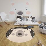 Zala Living Kinderkamer vloerkleed Icebear Emmet - zwart/crème 120 cm rond