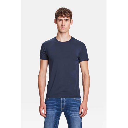 WE Fashion basic slim fit T-shirt marineblauw