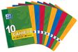OXFORD Classique Set van 10 geniete notitieboeken in A4-formaat (21 x 29,7 cm), 48 pagina's, grote ruiten, Seyès, 90 g, verschillende kleuren