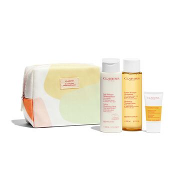 Clarins Cleansing Essentials Set for Women - Cleansing Set with Milk Cleanser, Toner and Scrub - 3 Pieces