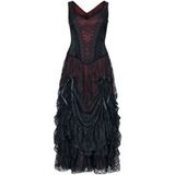 Sinister Gothic Gothic Maxi-jurk - Longdress - S tot 4XL - voor Vrouwen - zwart-rood