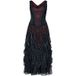 Sinister Gothic Gothic Maxi-jurk - Longdress - S tot 4XL - voor Vrouwen - zwart-rood