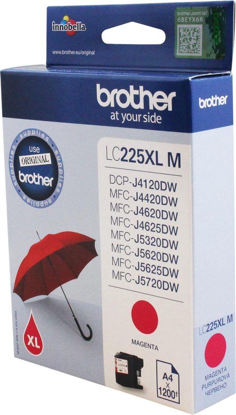 Brother LC-225XL Magenta Ink Cartridge - 1200 Pages