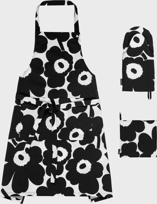 Marimekko Unikko Keuken Textiel Set Zwart