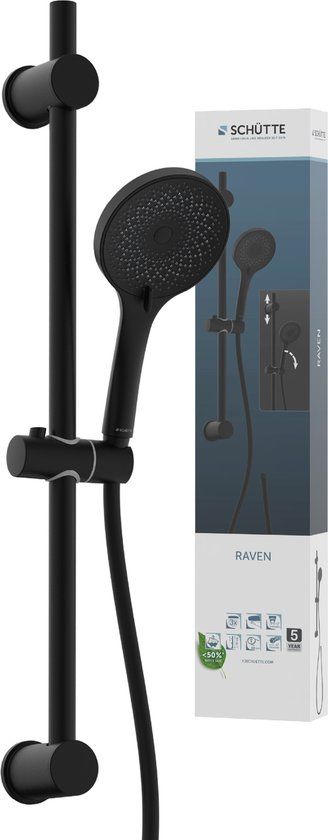 SCHÜTTE Raven Doucheset - 70 cm Glijstang - 3 standen - Zwart mat