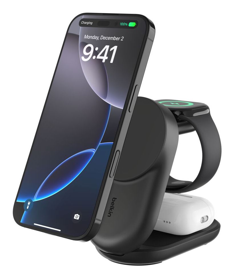Belkin Qi2 3-in-1 Wireless Charger - Black