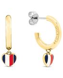 Tommy Hilfiger Goudkleurige Oorbellen met Hartvormige Bedeltjes voor Dames | Heart Charms-collectie