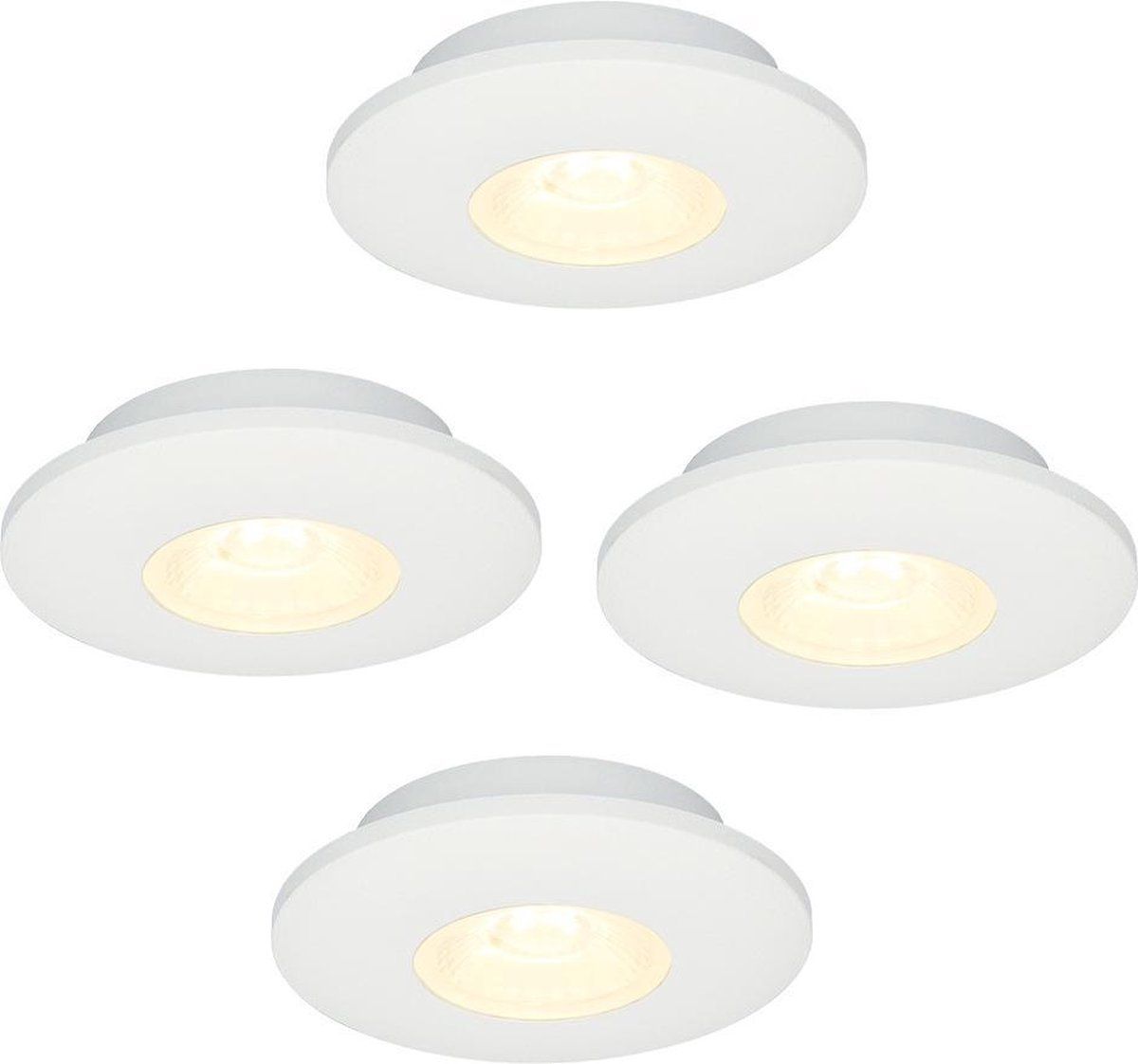 HOFTRONIC Pavo - LED Inbouwspot - Set van 4 - Rond - Wit - Dimbaar - 3W - 2700K