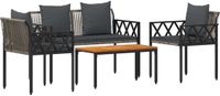vidaXL Tuinmeubelset - 4 zitplekken - Grijs en Donkergrijs - Polyrattan