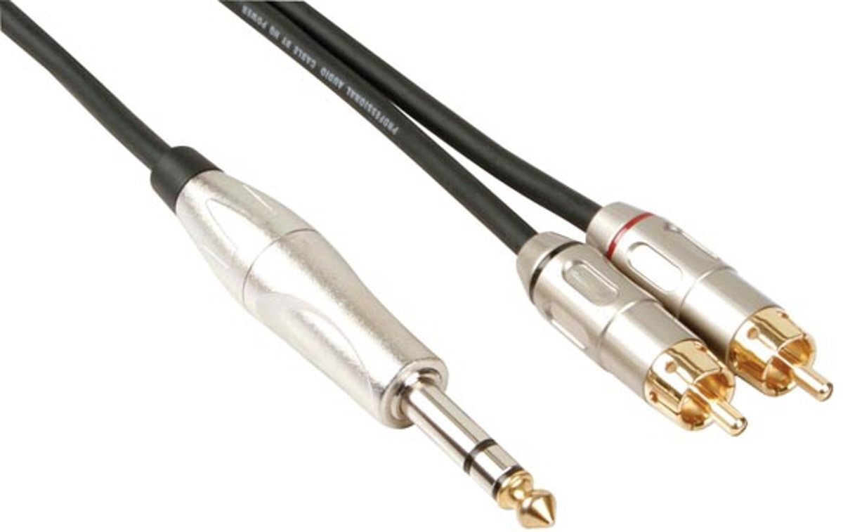 Velleman Professionele Audiokabel, 2 X Rca Mannelijk Naar Stereojack 6.35Mm (6M